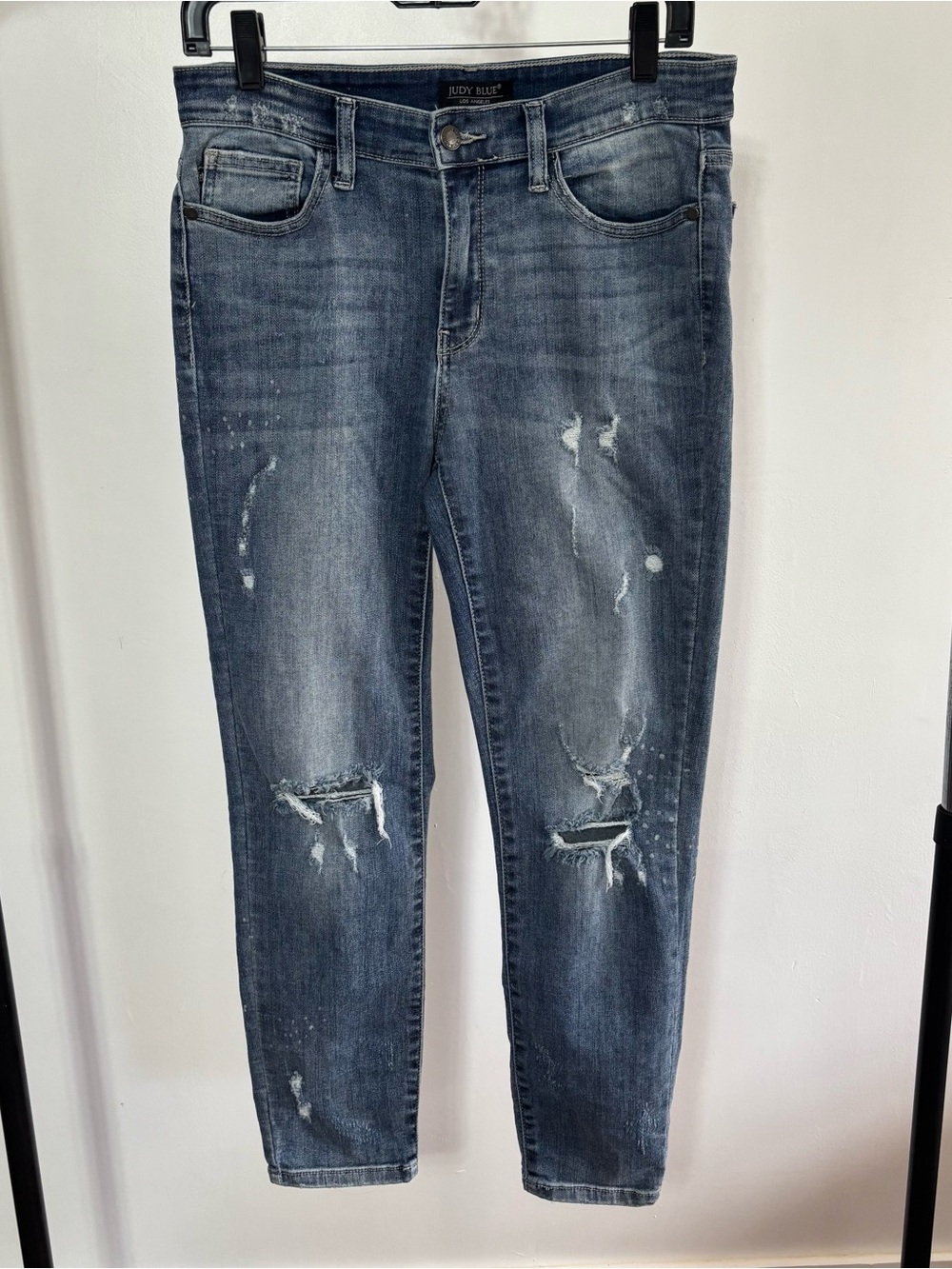Judy Blue Distressed Skinny Jeans Size 11/30 Medium Wash Stretch Denim